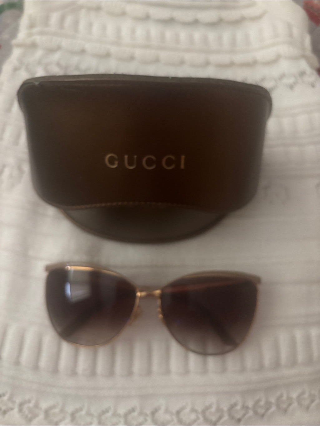 Gucci Gold Frame Brown Gradient Women's Sunglasses
